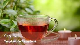  Presentation with herbal - Presentation theme with chinese herbal tea background and a tawny brown colored foreground