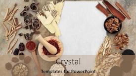  Presentation with alternative medicine - Presentation theme enhanced with chinese-herbs-and-spice background and a coral colored foreground