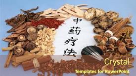  Presentation with chinese medicine acupuncture - Presentation theme consisting of chinese-herbs-with-acupuncture-needles background and a tawny brown colored foreground