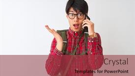  Presentation with canteen - Slide set with chinese hiker man wearing canteen talking on smartphone over isolated white background very happy and excited winner expression celebrating victory screaming with big smile and raised hands background and a red colored foreground