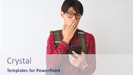  Presentation with canteen - PPT theme enhanced with chinese-hiker-man-wearing-canteen background and a sky blue colored foreground