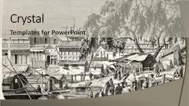  Presentation with spanish art - Colorful PPT layouts enhanced with chinese art - canton boat station china backdrop and a light gray colored foreground