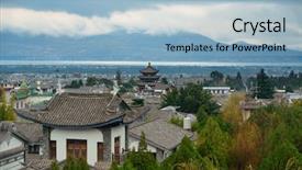  Presentation with old china - Presentation theme consisting of dali old town rooftop view background and a light blue colored foreground