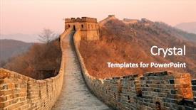  Presentation with sunset - Amazing PPT layouts having mountains in beijing china backdrop and a tawny brown colored foreground