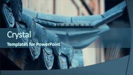  Presentation with old china - Cool new slides with chinese architecture - old roof closeup in lijiang backdrop and a ocean colored foreground