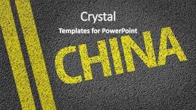  Presentation with china war - Cool new slide set with chinese history war - china written on the road backdrop and a dark gray colored foreground