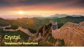  Presentation with war history - Presentation theme consisting of chinese history war - great wall the wonders background and a tawny brown colored foreground