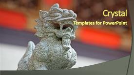  Presentation with lion king disney - Audience pleasing PPT theme consisting of chinese history war - lion statue backdrop and a  colored foreground