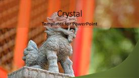  Presentation with lion - PPT theme having chinese history war - lion stone statue background and a red colored foreground