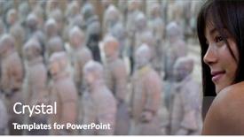  Presentation with war history - PPT layouts featuring chinese history war - woman by terracotta warriors background and a gray colored foreground