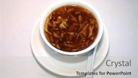  Presentation with chinese food - PPT theme with chinese-hot-sour-soup-chinese background and a light gray colored foreground