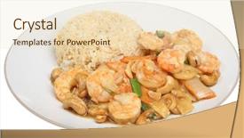  Presentation with nut - Beautiful presentation featuring chinese king prawns with cashew backdrop and a lemonade colored foreground