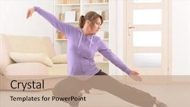  Presentation with tai chi - Amazing PPT theme having chinese kungfu - beautiful woman doing qi gong backdrop and a coral colored foreground