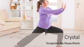  Presentation with tai chi - Beautiful presentation theme featuring chinese kungfu - beautiful woman doing qi gong backdrop and a soft green colored foreground