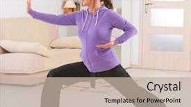  Presentation with tai chi - Presentation design having chinese kungfu - beautiful woman doing qi gong background and a mint green colored foreground