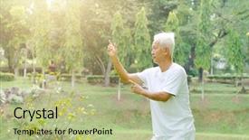  Presentation with tai chi - Presentation design consisting of chinese kungfu - portrait of healthy fitness grey background and a mint green colored foreground
