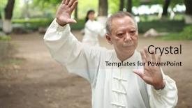  Presentation with chinese chinese - PPT theme featuring chinese kungfu - taichi background and a coral colored foreground