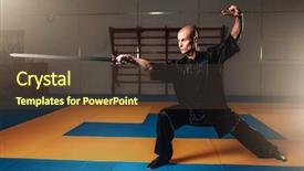  Presentation with philippine martial arts - Theme enhanced with chinese kungfu - wushu master training with sword background and a tawny brown colored foreground