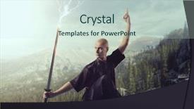  Presentation with control - Audience pleasing presentation theme consisting of chinese kungfu - wushu master with blade lightning backdrop and a  colored foreground