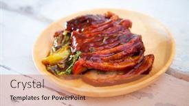  Presentation with chinese chinese - PPT theme with chinese-lacquered-pork-slices background and a coral colored foreground