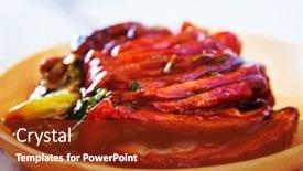  Presentation with chinese chinese - Colorful slide set enhanced with chinese-lacquered-pork-slices backdrop and a tawny brown colored foreground