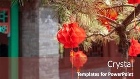  Presentation with calligraphy - Slides featuring chinese-lantern-decorations-hanging background and a tawny brown colored foreground