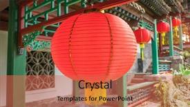  Presentation with chinese lantern - Slides with china history - chinese lantern decorations in vintage background and a coral colored foreground