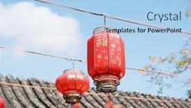  Presentation with lantern chinese - Theme enhanced with chinese-lantern-decorations-in-vintage background and a light blue colored foreground