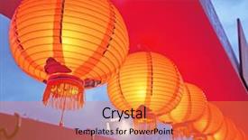  Presentation with chinese lantern - Presentation theme consisting of chinese lantern festival background and a gold colored foreground