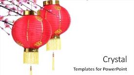  Presentation with lantern chinese - Slides enhanced with chinese lantern on plum branch background and a white colored foreground