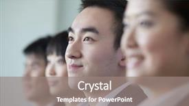  Presentation with people - PPT theme enhanced with chinese leadership - four business people sitting background and a gray colored foreground