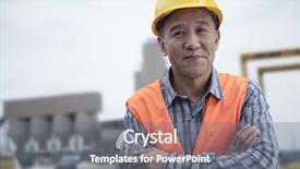  Presentation with outdoor worker safety - Cool new PPT layouts with chinese leadership - portrait of proud worker backdrop and a gray colored foreground