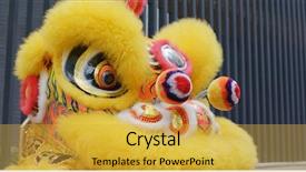  Presentation with chinese new year lunar - Slide set featuring chinese lion dance for lunar background and a yellow colored foreground