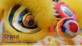  Presentation with chinese new year lunar - Colorful presentation theme enhanced with chinese lion dance for lunar backdrop and a gold colored foreground