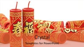  Presentation with lunar - Amazing theme having chinese lunar new year decoration backdrop and a red colored foreground