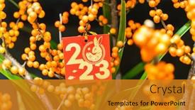 Presentation with chinese new year lunar - Presentation design featuring chinese-lunar-new-year-greeting background and a gold colored foreground