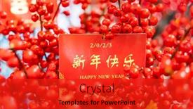  Presentation with chinese new year lunar - PPT theme with chinese-lunar-new-year-greeting background and a red colored foreground