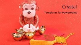  Presentation with chinese new year lunar - Colorful slide set enhanced with chinese lunar new year ornaments backdrop and a coral colored foreground