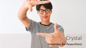  Presentation with navy - PPT theme with white background smiling making frame background and a soft green colored foreground