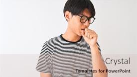  Presentation with navy - Presentation theme with chinese-man-wearing-glasses background and a soft green colored foreground