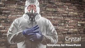  Presentation with hazmat - Slide set consisting of chinese-man-wearing-hazmat-suit background and a gray colored foreground