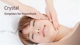 Presentation with spa - Theme enhanced with chinese massage - beautiful young woman in spa background and a  colored foreground