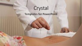  Presentation with acupuncture - Theme featuring chinese massage - inserting acupuncture needles background and a light gray colored foreground