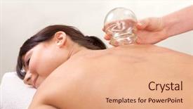  Presentation with massage therapist - Beautiful PPT theme featuring chinese massage - relaxed female with back exposed backdrop and a coral colored foreground