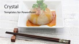  Presentation with street food - Amazing theme having chinese meatball - ba wan taiwanese mega dumpling backdrop and a  colored foreground