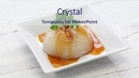  Presentation with street food - Amazing PPT theme having chinese meatball - ba wan taiwanese mega dumpling backdrop and a sky blue colored foreground