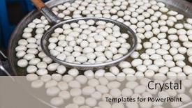  Presentation with asian food - PPT theme having chinese meatball - cooking asian kitchen and food background and a light gray colored foreground