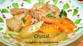  Presentation with vietnamese food - Amazing PPT theme having chinese meatball - vietnamese traditional food with fresh backdrop and a  colored foreground