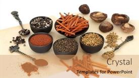  Presentation with chinese medicine - PPT layouts consisting of chinese-medicinal-herbs-for-alternative background and a coral colored foreground