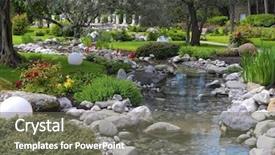  Presentation with garden pond - Cool new slide set with chinese meditation - spring flowers in the asian backdrop and a gray colored foreground